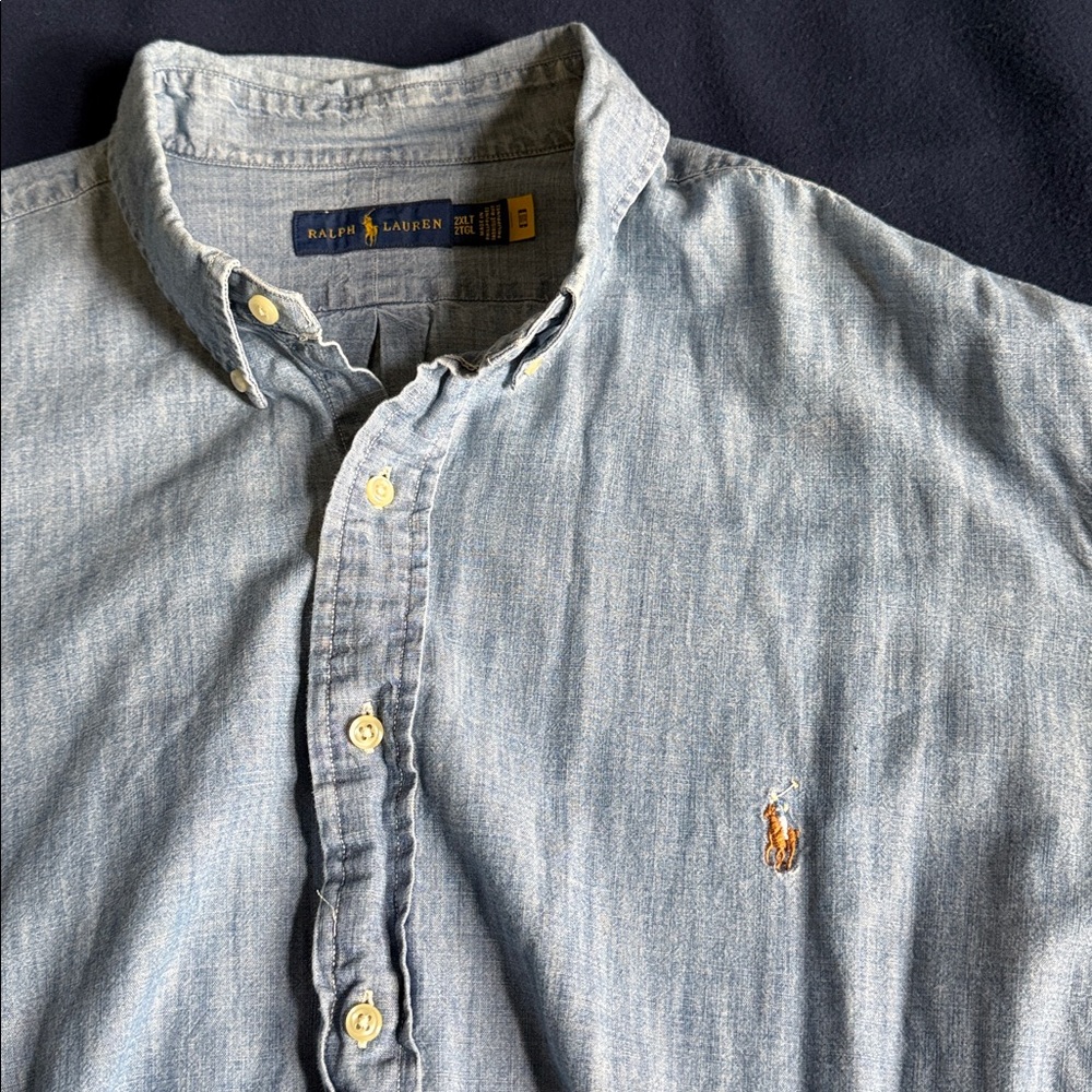 Polo Ralph Lauren Denim Button Down 2XL Tall - Picture 3 of 4